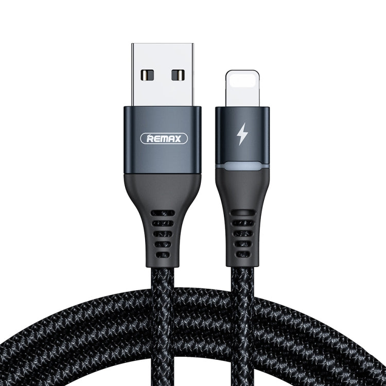 REMAX RC-152I 1m 2.4A USB to 8 Pin Colorful Breathing Data Cable(Black)