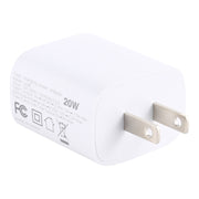 U085 20W USB + Type-C Fast Charging Travel Power Adapter, US Plug