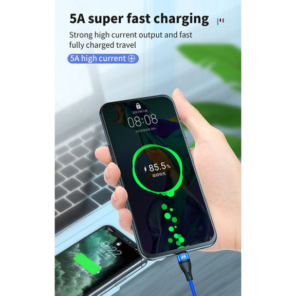 40W 5A USB to Micro USB + USB-C / Type-C + 8 Pin Fast Charging Data Cable, Cable Length: 1.2m