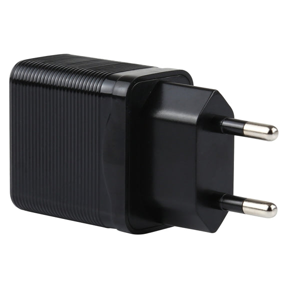 LZ-728 2 in 1 18W QC 3.0 USB Interface Travel Charger + USB to 8 Pin Data Cable Set, EU Plug, Cable Length: 1m(Black)