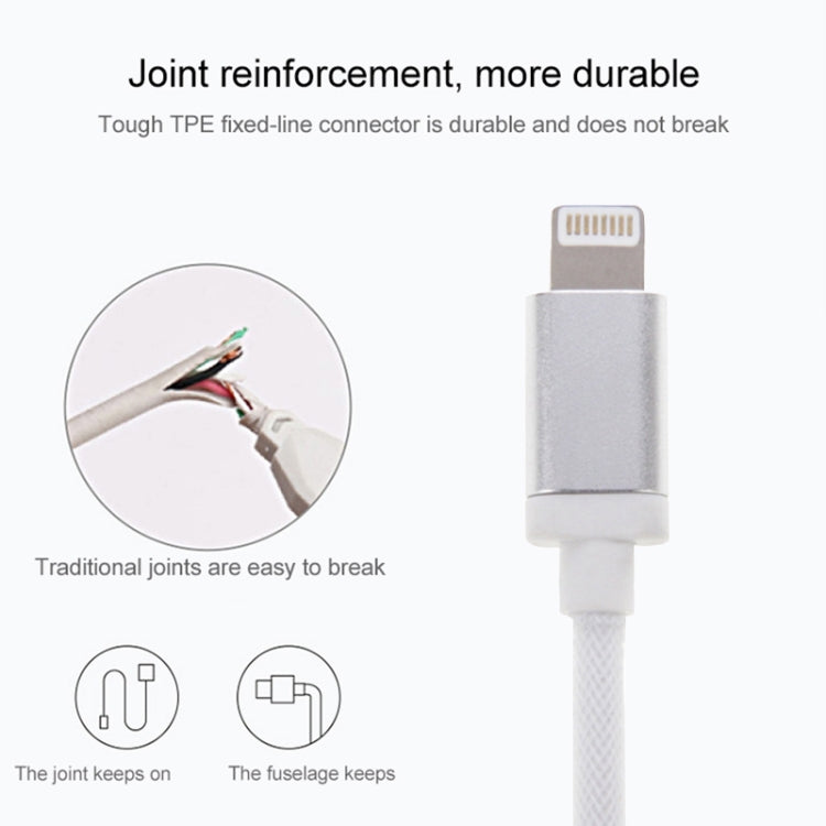 1m Net Style Metal Head 8 Pin to USB Data / Charger Cable(Purple)
