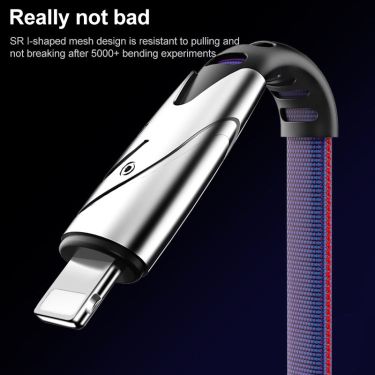 K051 1.2m 3 in 1 USB to 8 Pin + USB-C / Type-C + Micro USB Shark Fabric Data Cable(Black)