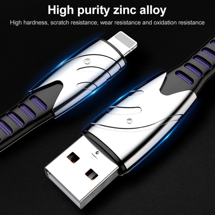 K051 1.2m 3 in 1 USB to 8 Pin + USB-C / Type-C + Micro USB Shark Fabric Data Cable(Red)
