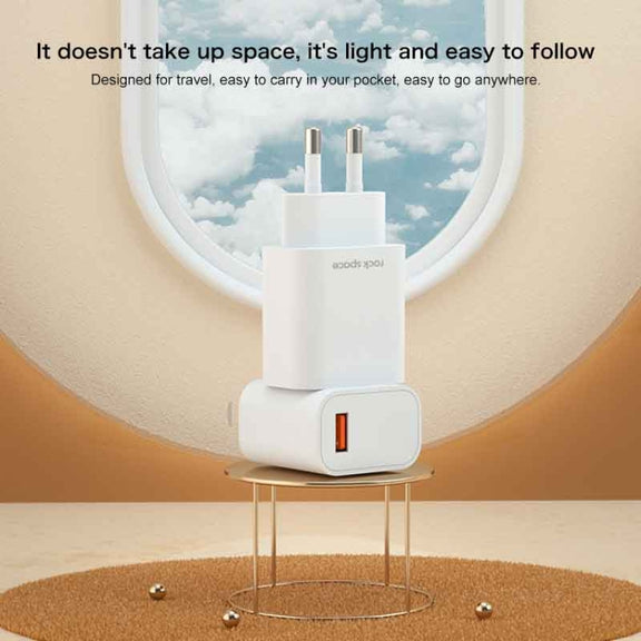 ROCK SPACE HGF-058EU-A T48 QC3.0 USB Single Port Travel Charger, EU Plug