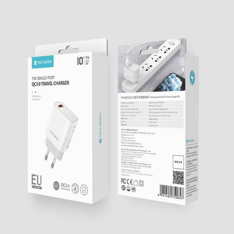 ROCK SPACE HGF-058U-A T48 QC3.0 USB Single Port Travel Charger, US Plug