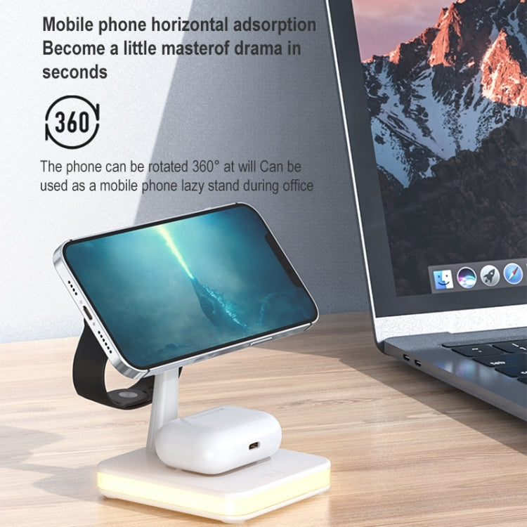 991 3 in 1 15W Electromagnetic Induction Wireless Fast Charging with 360 Degree Rotating Holder(Black)