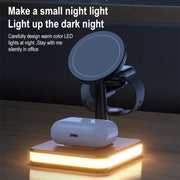 991 3 in 1 15W Electromagnetic Induction Wireless Fast Charging with 360 Degree Rotating Holder(Black)
