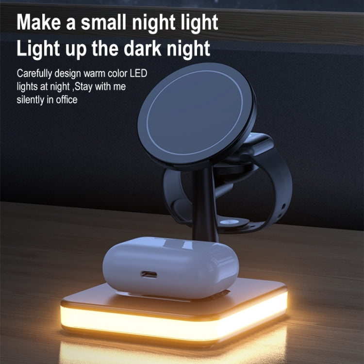 991 3 in 1 15W Electromagnetic Induction Wireless Fast Charging with 360 Degree Rotating Holder(Black)