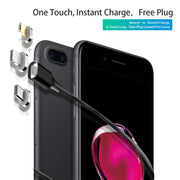 M11 3 in 1 5A USB to 8 Pin + Micro USB + USB-C / Type-C Nylon Braided Magnetic Data Cable, Cable Length: 2m (Silver)