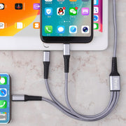 IVON CA39 2.4A Max 8 Pin + Type-C + Micro USB 3 in 1 Charging Cable, Length: 1.2m