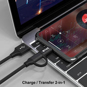 IVON CA51 2.4A USB to 8 Pin + Micro USB 2 in 1 Charging Sync Data Cable, Length: 1m(Silver)