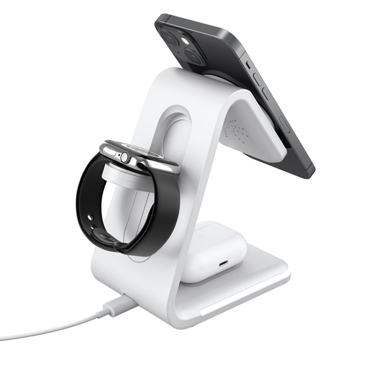 B17 3 in 1 Magnetic Wireless Vertical Charger (White)