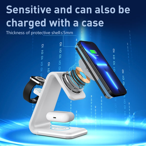 B17 3 in 1 Magnetic Wireless Vertical Charger (White)