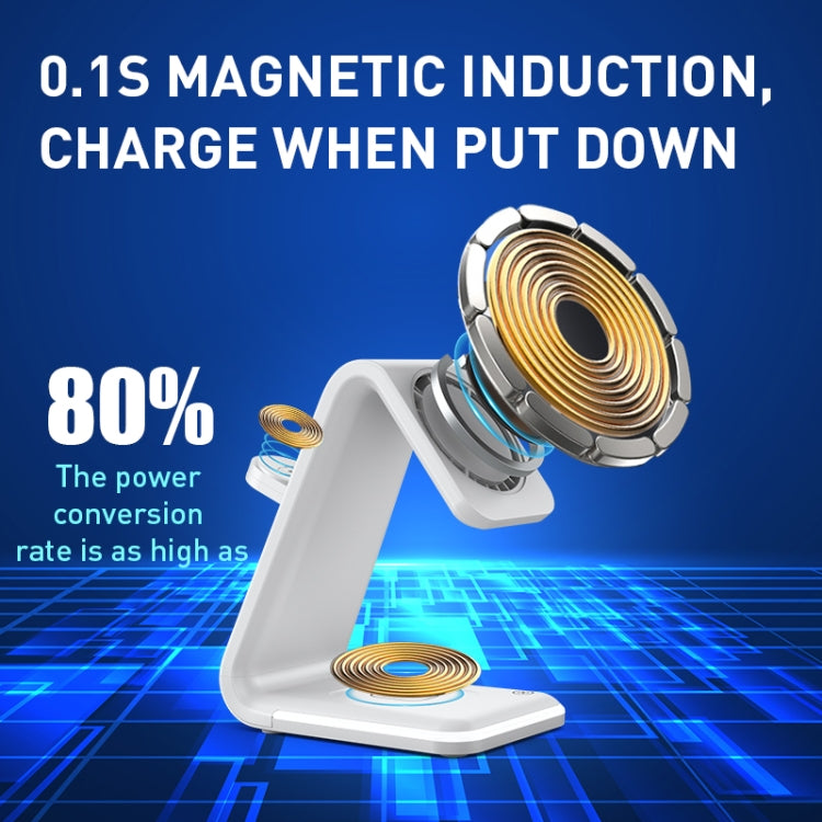 B17 3 in 1 Magnetic Wireless Vertical Charger (White)