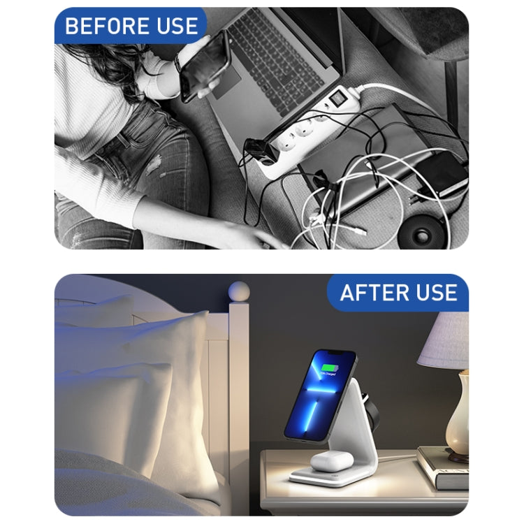 B17 3 in 1 Magnetic Wireless Vertical Charger (White)