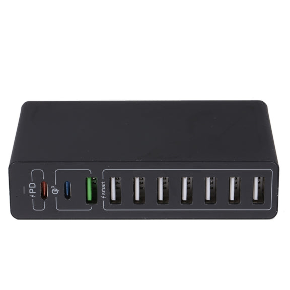 MFT-03Q 10 in 1 65W QC3.0 USB Smart Fast Charger, EU Plug(Black)