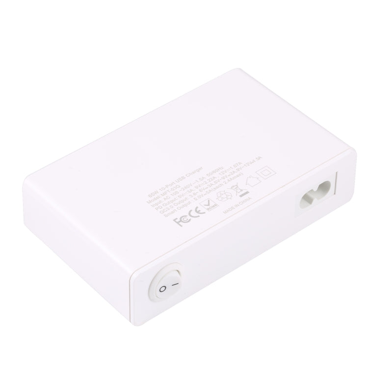MFT-03Q 10 in 1 65W QC3.0 USB Smart Fast Charger, EU Plug(White)