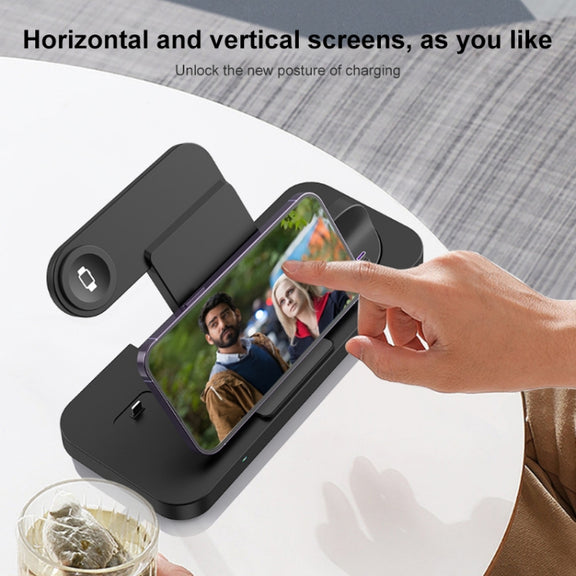 6 in 1 Multifunctional Foldable Vertical Wireless Charger (White)