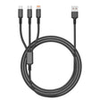 Orange Plug 3A 3 in 1 USB to Type-C / 8 Pin / Micro USB Fast Charging Cable, Cable Length: 1.2m(Black) - Multifunction Cable by PMC TechLife | Online Shopping South Africa | PMC TechLife | Buy Now Pay Later Mobicred