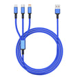 Orange Plug 3A 3 in 1 USB to Type-C / 8 Pin / Micro USB Fast Charging Cable, Cable Length: 1.2m(Blue) - Multifunction Cable by PMC TechLife | Online Shopping South Africa | PMC TechLife | Buy Now Pay Later Mobicred