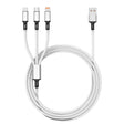 Orange Plug 3A 3 in 1 USB to Type-C / 8 Pin / Micro USB Fast Charging Cable, Cable Length: 1.2m(Silver) - Multifunction Cable by PMC TechLife | Online Shopping South Africa | PMC TechLife | Buy Now Pay Later Mobicred