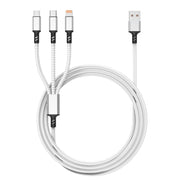 Orange Plug 3A 3 in 1 USB to Type-C / 8 Pin / Micro USB Fast Charging Cable, Cable Length: 1.2m(Silver)