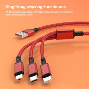 Orange Plug 3A 3 in 1 USB to Type-C / 8 Pin / Micro USB Fast Charging Cable, Cable Length: 1.2m(Silver)