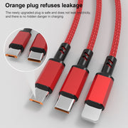 Orange Plug 3A 3 in 1 USB to Type-C / 8 Pin / Micro USB Fast Charging Cable, Cable Length: 1.2m(Silver)