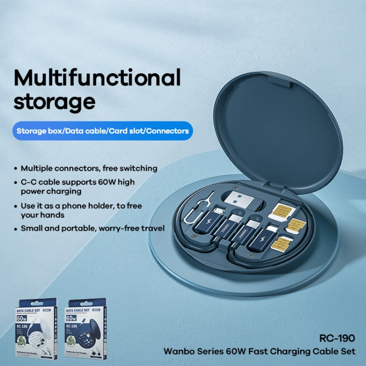 REMAX RC-190 Wanbo Series 60W Fast Charging Cable Multifunction Storage Box Set (White)