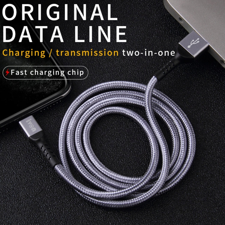 IVON CA89 2.1A USB to 8 Pin Braid Fast Charge Data Cable, Cable Length: 1m(Gold)