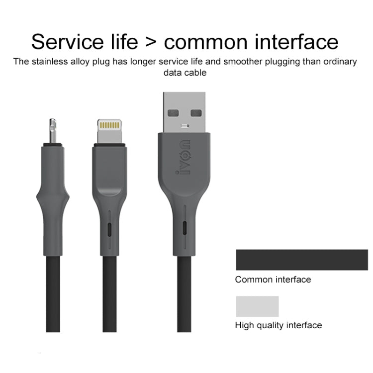 IVON CA78 2.4A 8 Pin Fast Charging Data Cable, Length: 1m (Black)