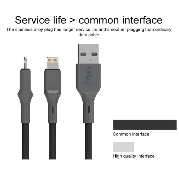 IVON CA78 2.4A 8 Pin Fast Charging Data Cable, Length: 1m (Black)
