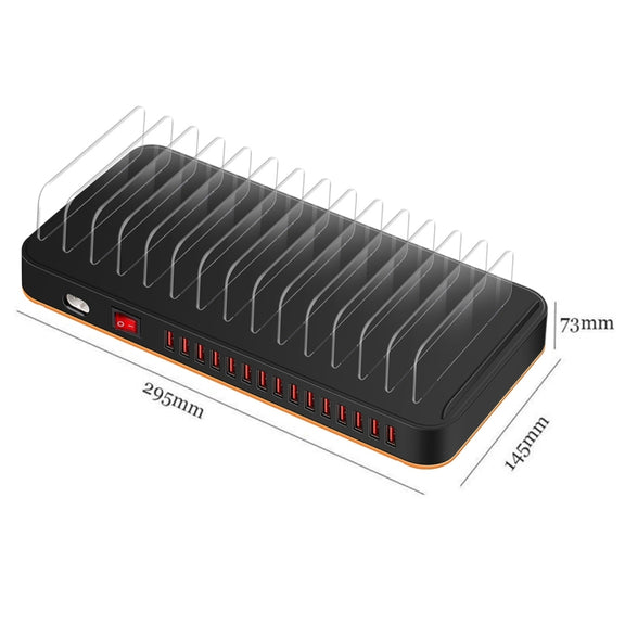 WLX-815 100W 15 Ports USB Fast Charging Dock Smart Charger with Phone & Tablet Holder, AU Plug