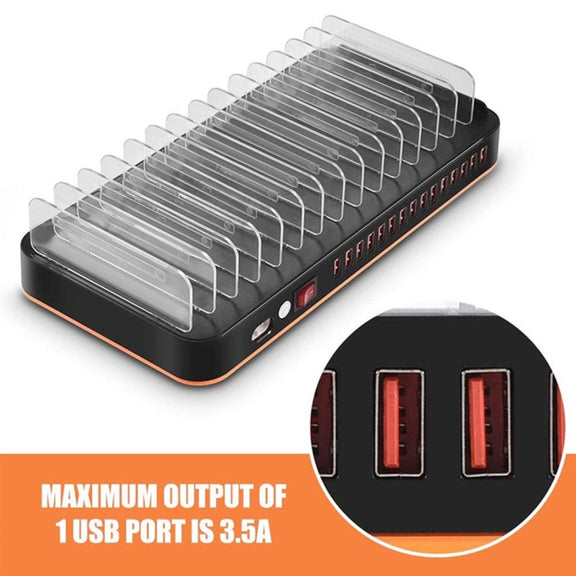 WLX-815 100W 15 Ports USB Fast Charging Dock Smart Charger with Phone & Tablet Holder, AU Plug