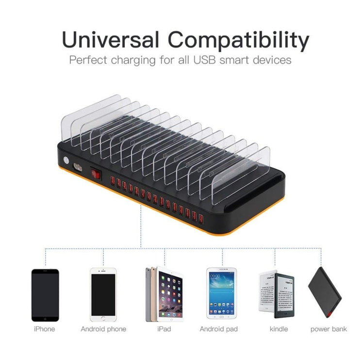 WLX-815 100W 15 Ports USB Fast Charging Dock Smart Charger with Phone & Tablet Holder, AU Plug