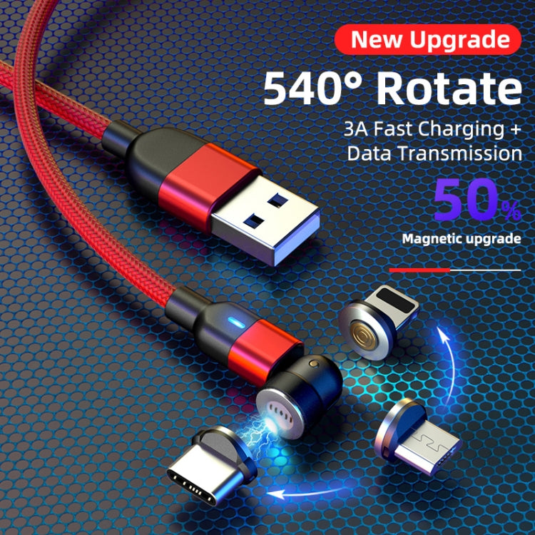 2m 3A Output 3 in 1 USB to 8 Pin + USB-C / Type-C + Micro USB 540 Degree Rotating Magnetic Data Sync Charging Cable(Purple)