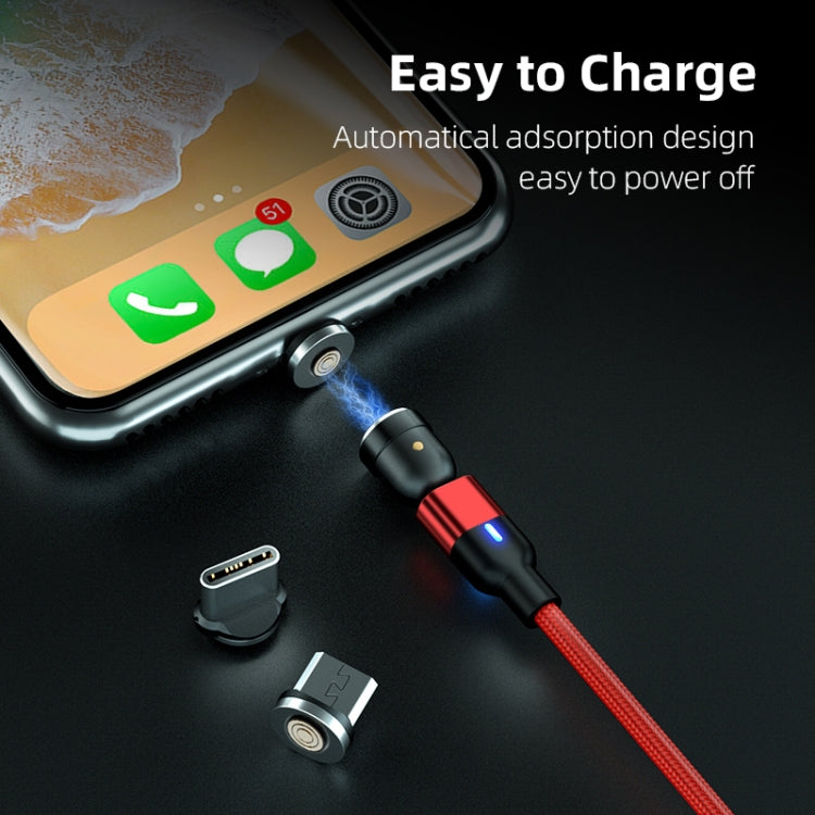 2m 3A Output 3 in 1 USB to 8 Pin + USB-C / Type-C + Micro USB 540 Degree Rotating Magnetic Data Sync Charging Cable(Purple)