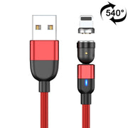 1m 3A Output USB to 8 Pin 540 Degree Rotating Magnetic Data Sync Charging Cable(Red)