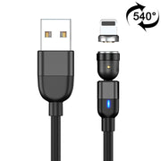 2m 3A Output USB to 8 Pin 540 Degree Rotating Magnetic Data Sync Charging Cable(Black)