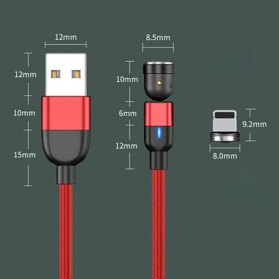 2m 3A Output USB to 8 Pin 540 Degree Rotating Magnetic Data Sync Charging Cable(Purple)