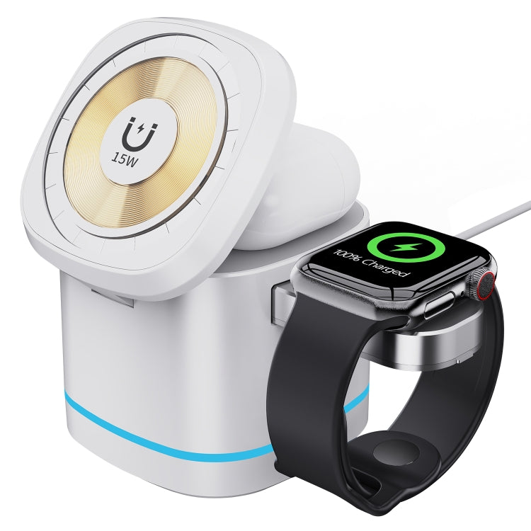 H32 15W 3 in 1 Magnetic Multifunctional Wireless Charger (White)