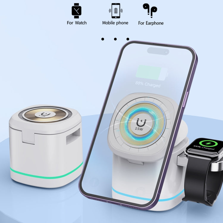 H32 15W 3 in 1 Magnetic Multifunctional Wireless Charger (White)