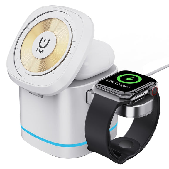 H32 15W 3 in 1 Magnetic Multifunctional Wireless Charger (White)