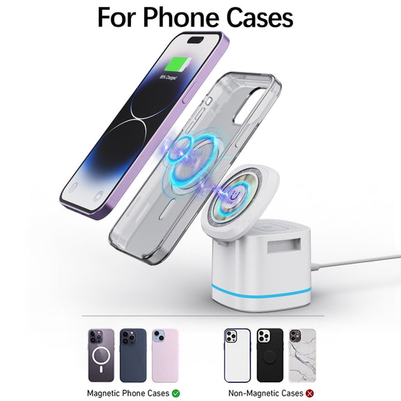H32 15W 3 in 1 Magnetic Multifunctional Wireless Charger (White)