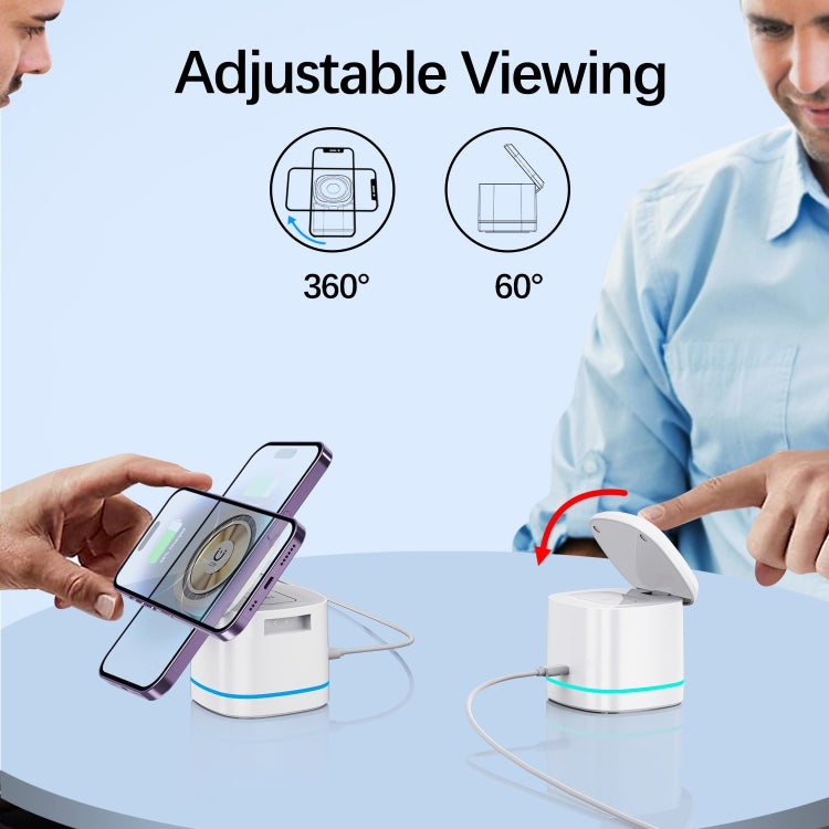 H32 15W 3 in 1 Magnetic Multifunctional Wireless Charger (White)