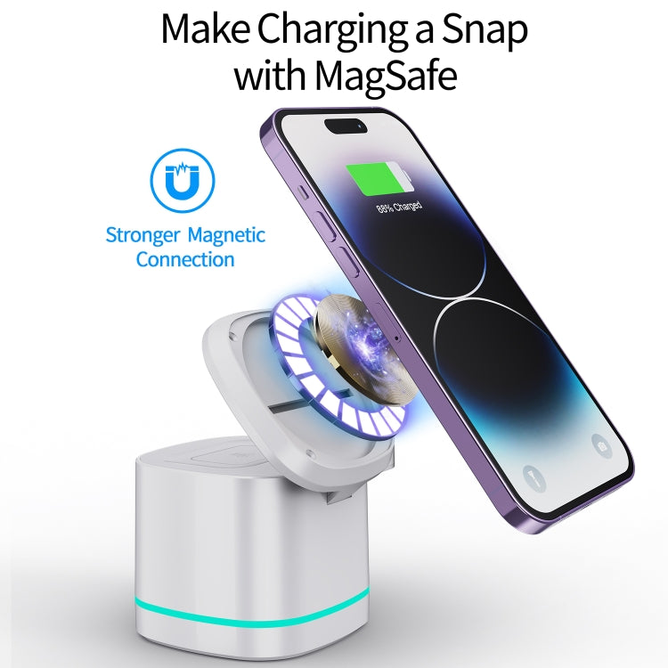 H32 15W 3 in 1 Magnetic Multifunctional Wireless Charger (White)