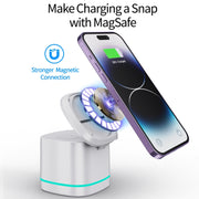 H32 15W 3 in 1 Magnetic Multifunctional Wireless Charger (White)