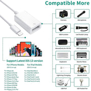 8 Pin to Single USB Port Camera Adapter, Support iOS 9.2 or Above (White)