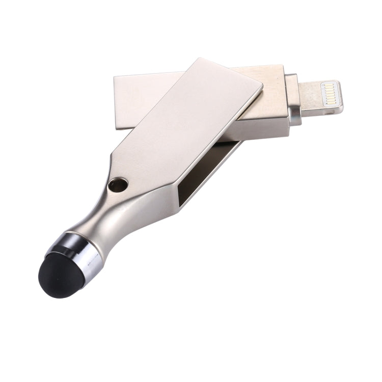 RQW-10E 2 in 1 USB 2.0 & 8 Pin 16GB Flash Drive with Stylus Pen, for iPhone & iPad & iPod & Most Android Smartphones & PC Computer