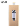 RQW-02 3 in 1 USB 2.0 & 8 Pin & Micro USB 32GB Flash Drive(Gold) - U Disk & Card Reader by PMC TechLife | Online Shopping South Africa | PMC TechLife | Buy Now Pay Later Mobicred